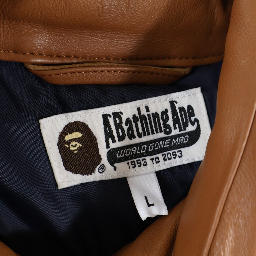 A BATHING APE(アベイシングエイプ) 25AW LEATHER CLASSIC DOWN JACKET レザークラシックダウンジャケット ブラウン 001DNL801011M