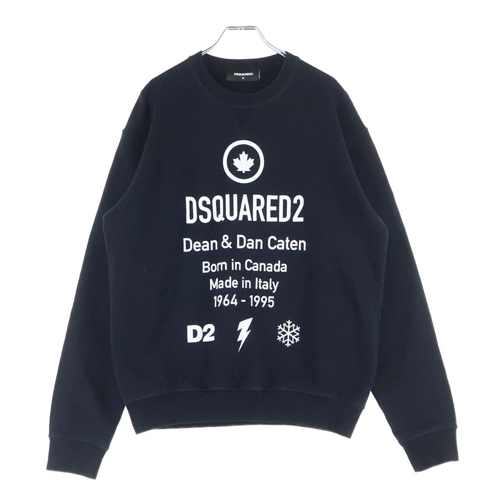 DSQUARED2(ディースクエアード) フロントロゴプリント クルーネックスウェット ブラック S74GU0425 S25042