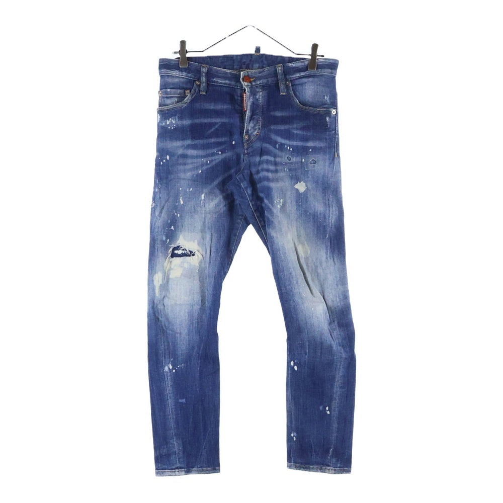 DSQUARED2(ディースクエアード) 19AW Sexy Twist Jean ウォッシュ加工 ボタンフライダメージデニムスキニーパンツ インディゴ S71LB0683 S30342
