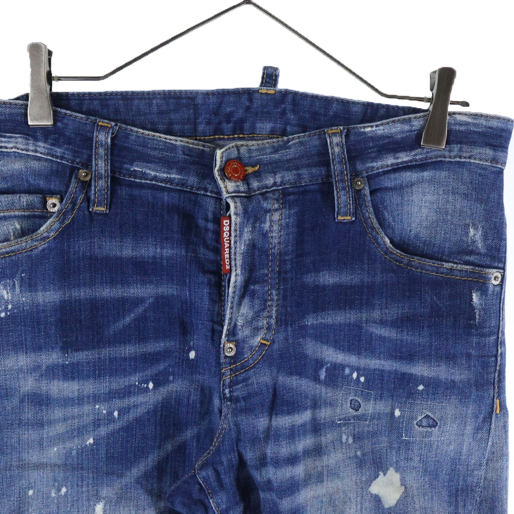 DSQUARED2(ディースクエアード) 19AW Sexy Twist Jean ウォッシュ加工 ボタンフライダメージデニムスキニーパンツ インディゴ S71LB0683 S30342