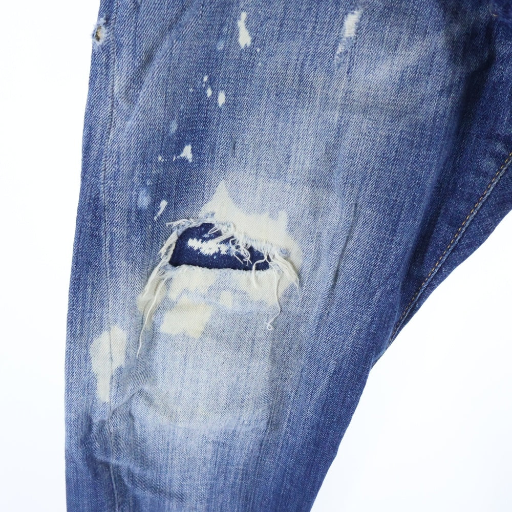 DSQUARED2(ディースクエアード) 19AW Sexy Twist Jean ウォッシュ加工 ボタンフライダメージデニムスキニーパンツ インディゴ S71LB0683 S30342