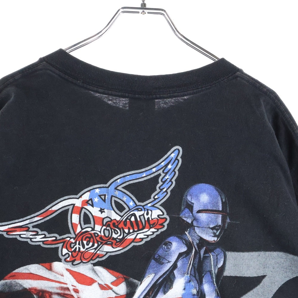 VINTAGE(ヴィンテージ) 00's AERO SMITH 2002 SORAYAMA JUST PUSH PLAY TOUR LS BOOTLEG エアロスミス ソラヤマ 星条旗 ブート 長袖Tシャツ カットソー ブラック