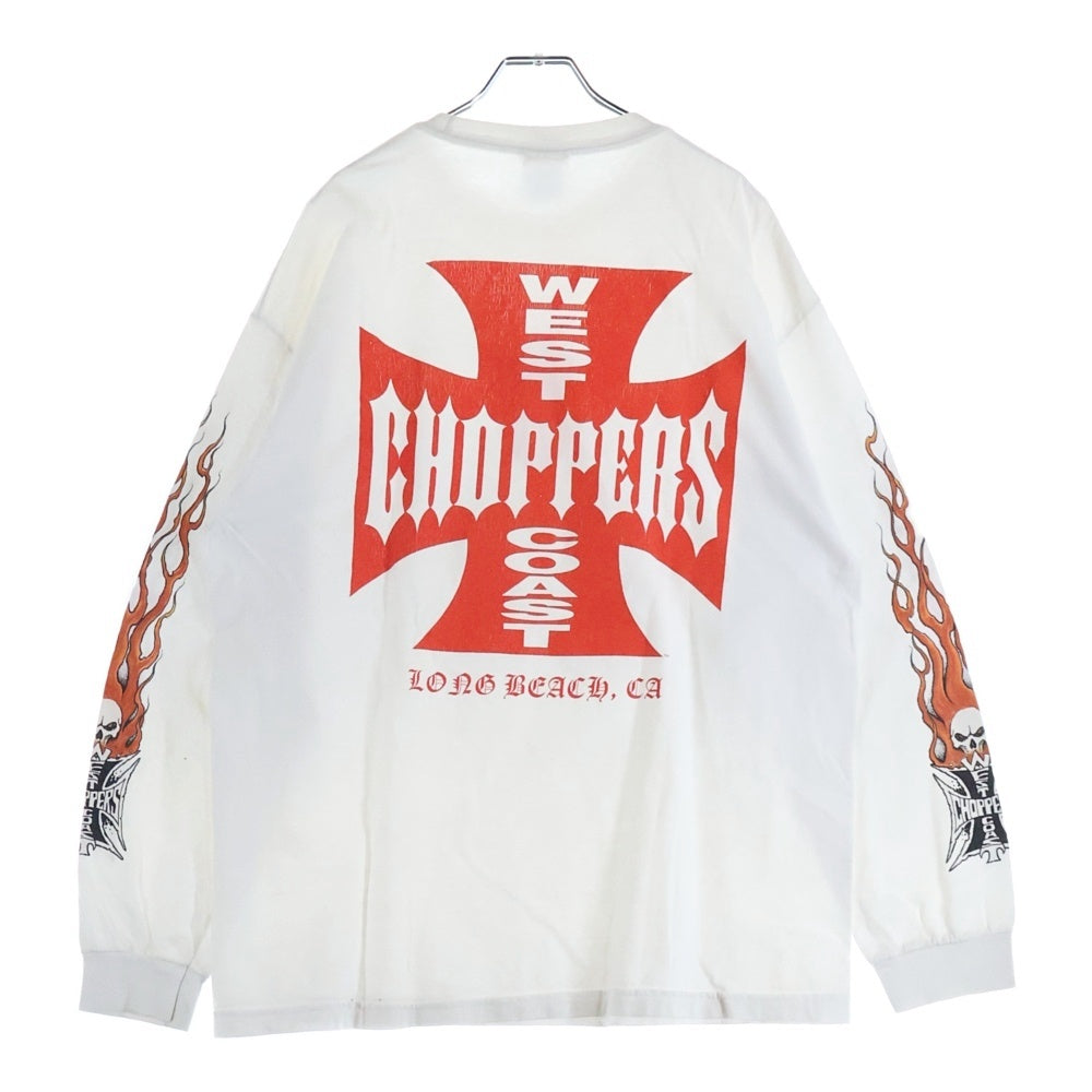VINTAGE(ヴィンテージ) 00's WEST COAST CHOPPERS ウエストコーストチョッパーズ スカル フレーム アイアンクロス 長袖Tシャツ カットソー ホワイト