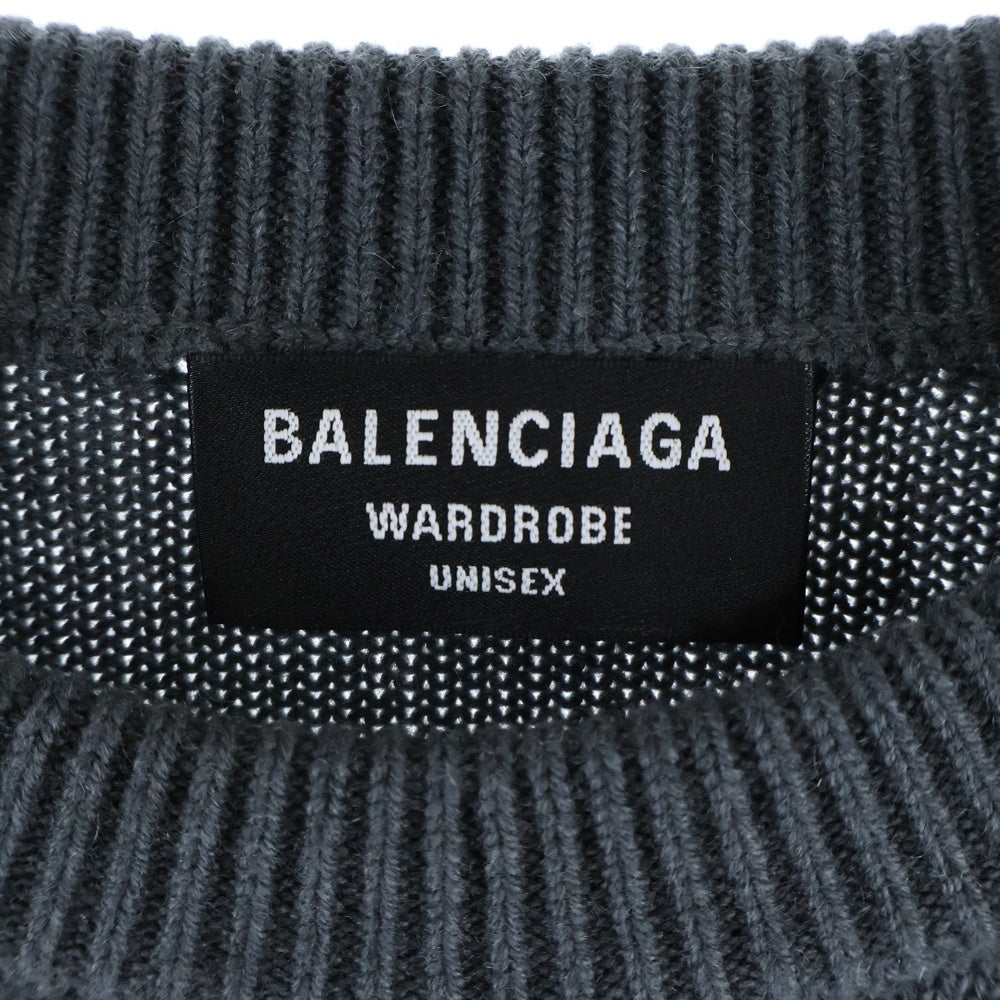 BALENCIAGA(バレンシアガ) 21AW ロゴ刺繍 スポーティー エンブレム カシミヤ ニット セーター 675276 T4121 グレー