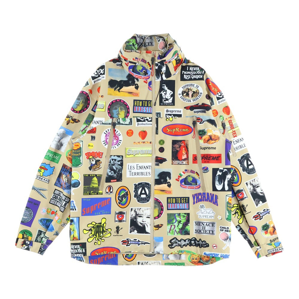 SUPREME(シュプリーム) 21SS GORE-TEX Stickers Shell Jacket ゴアテックス 総柄ジップアップ マウンテンパーカ ジャケット ベージュ