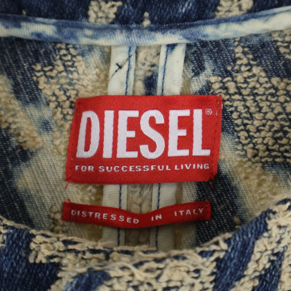 DIESEL(ディーゼル) 25AW D-LOT-FSH1 ノーカラーデザインデニムコート インディゴ A21318