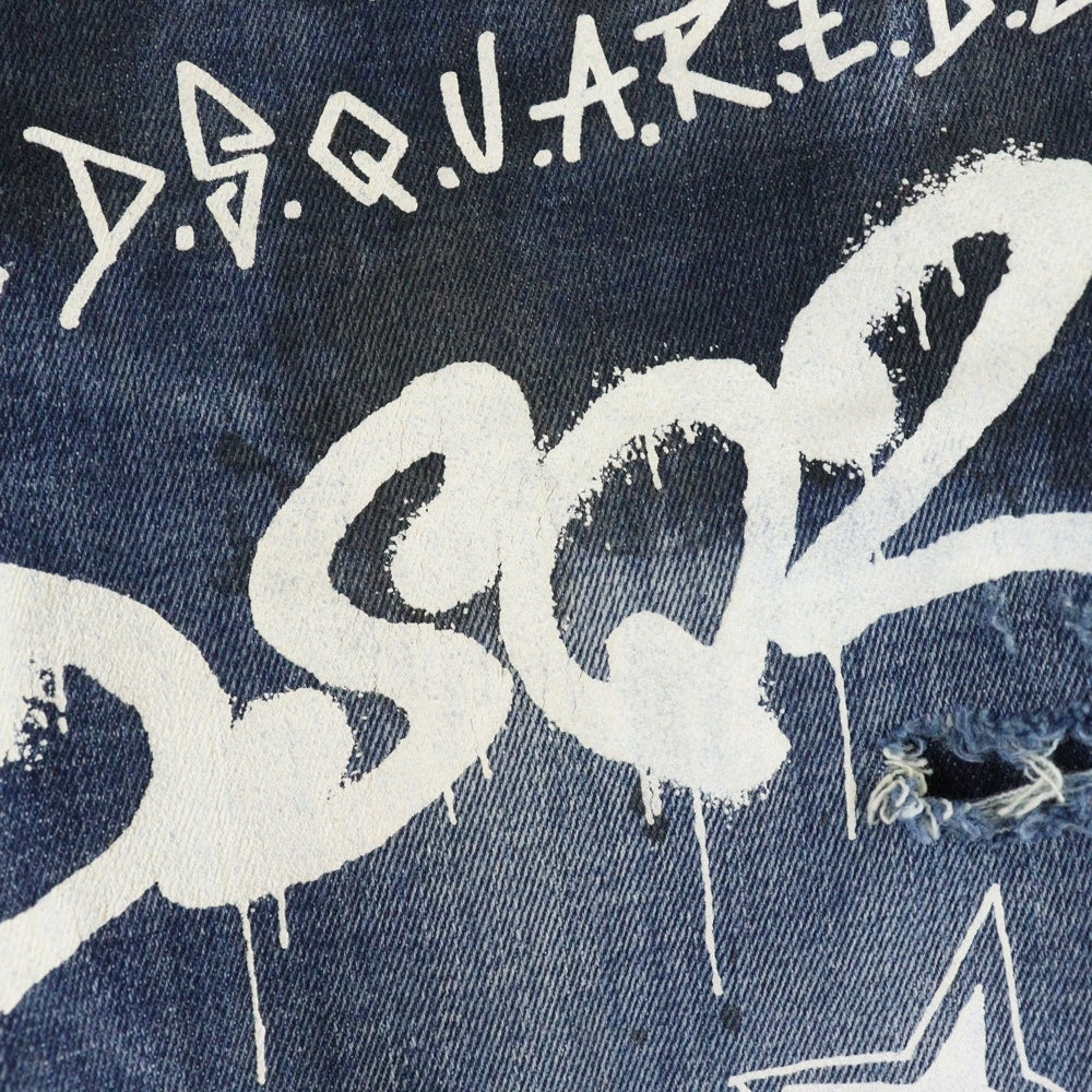 DSQUARED2(ディースクエアード) GRAFFITI SKATER JEAN グラフィティスケータージーンズ ボタンフライデニムパンツ インディゴ S74LB1099 S30685
