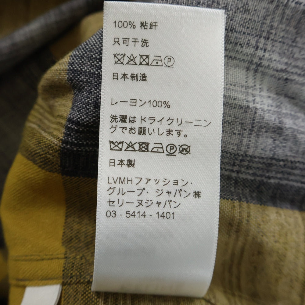 CELINE(セリーヌ) 21SS グラデーション チェック レーヨンルーズ長袖シャツ イエロー/グレー 2C486398M