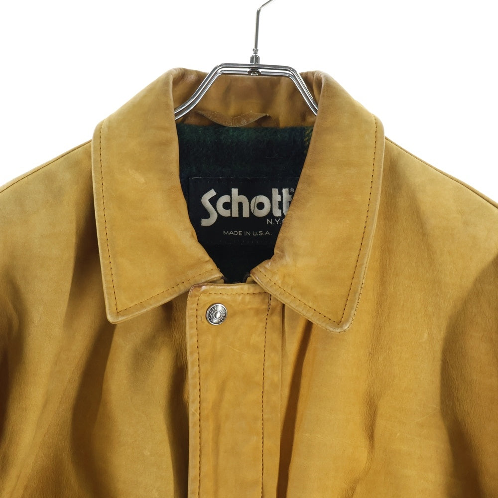 SCHOTT(ショット) VINTAGE NUBUCK LETHER COAT ヴィンテージ USA製 ヌバック レザー コート ジャケット ブラウン