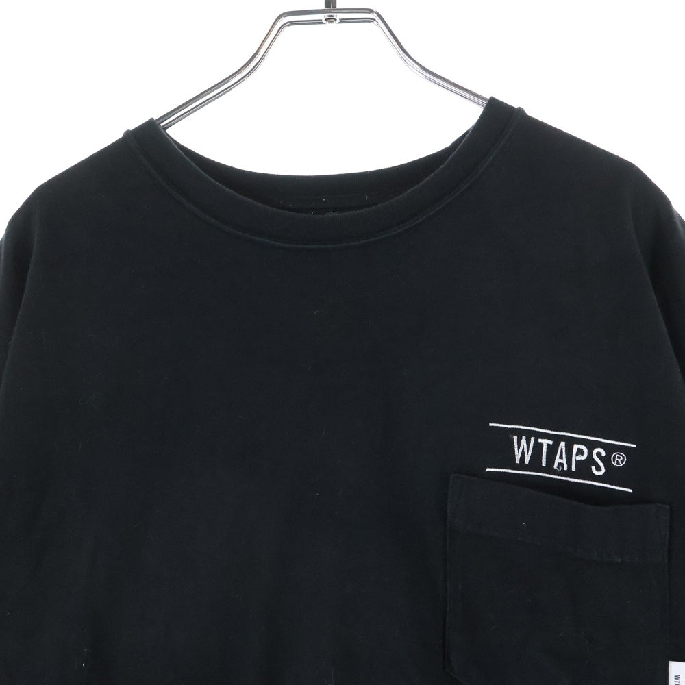 WTAPS(ダブルタップス) 23SS SAC 02/SS/COTTON CREVASSE ロゴ刺繍 半袖ポケットTシャツ カットソー ブラック