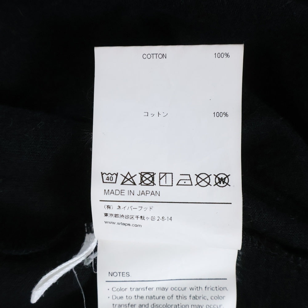 WTAPS(ダブルタップス) 23SS SAC 02/SS/COTTON CREVASSE ロゴ刺繍 半袖ポケットTシャツ カットソー ブラック