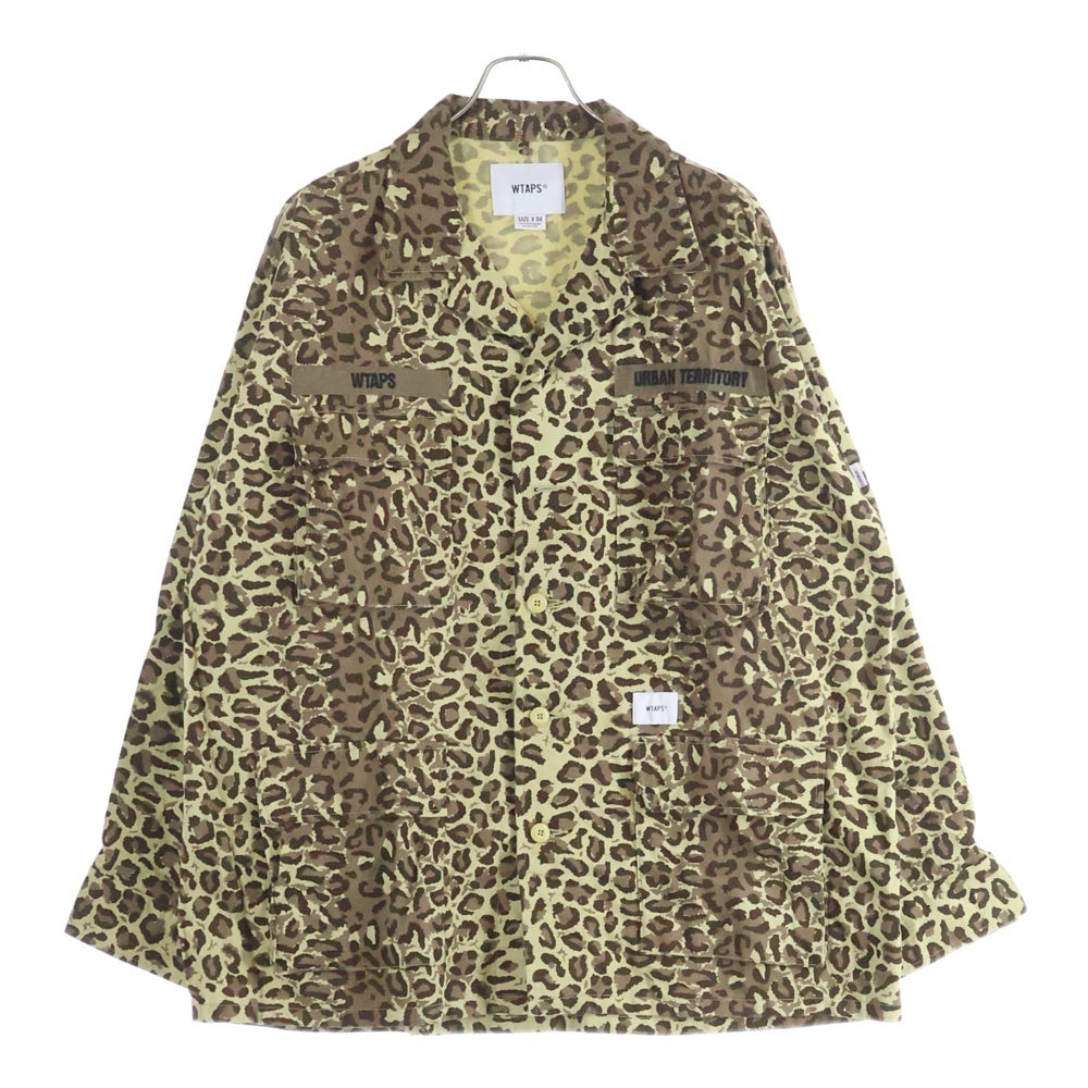 WTAPS(ダブルタップス) 21SS JUNGLE 01 LS COTTON.TWILL.CAMO レオパード柄 ジャングルファティーグ ミリタリー長袖シャツ ベージュ/ブラウン 211WVDT-SHM02