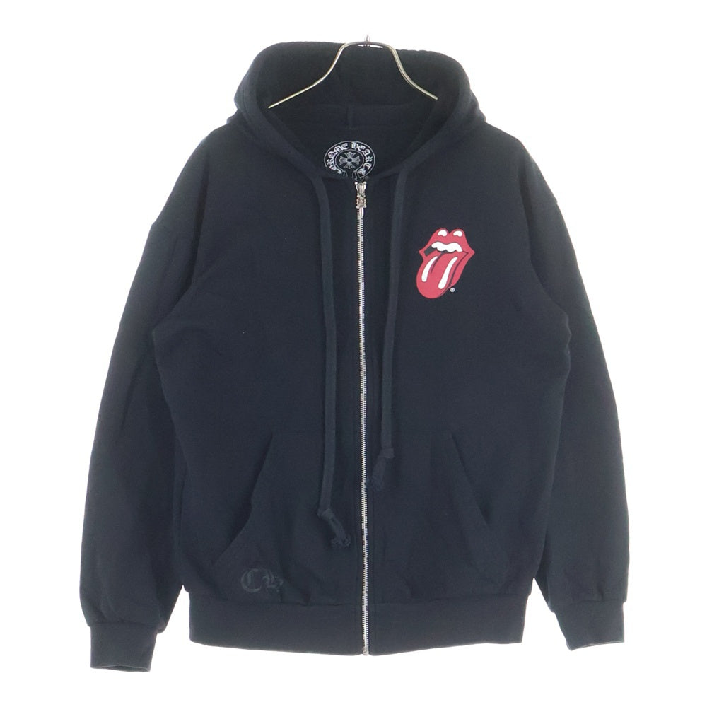 CHROME HEARTS(クロムハーツ) × The Rolling Stones Lip And Tongue Hoodie ローリングストーンズ リップアンドタン ホースシュープリント ジップアップパーカー ブラック