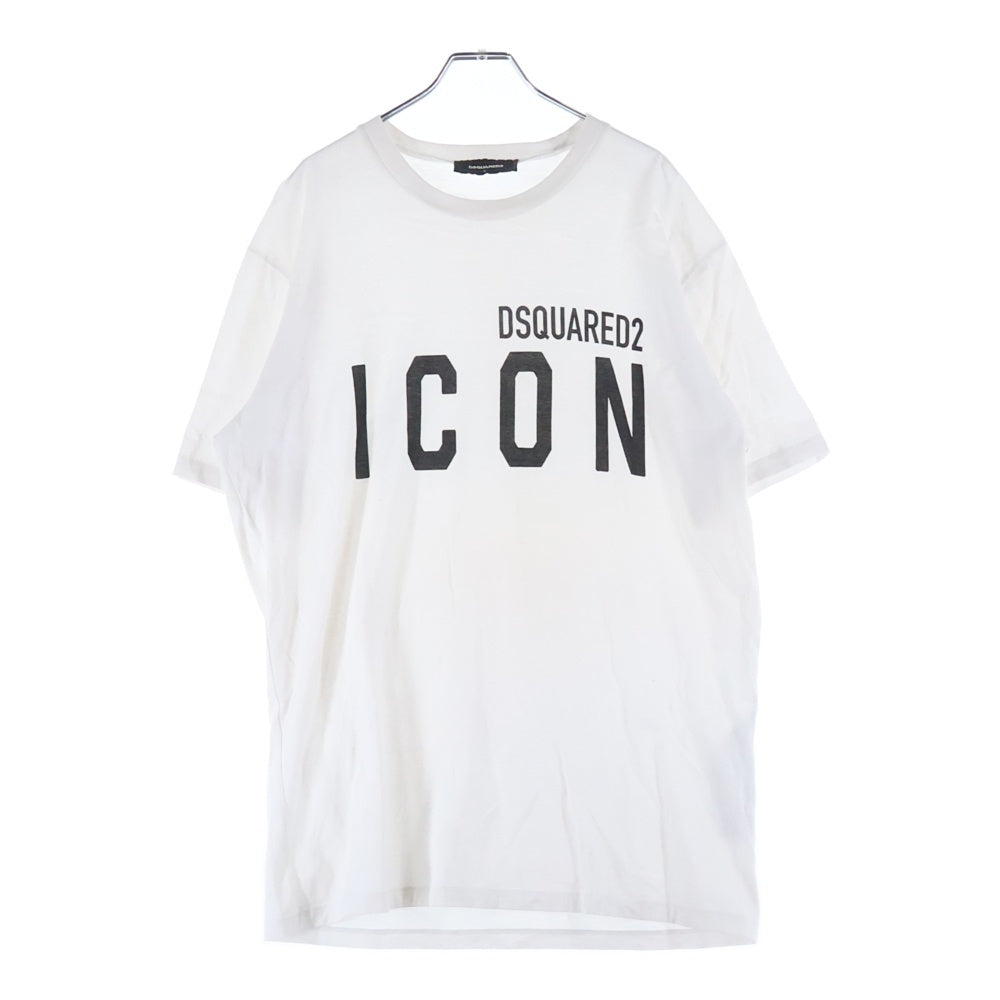 DSQUARED2(ディースクエアード) ICON ロゴ プリント 半袖Tシャツ クールネック カットソー ホワイト