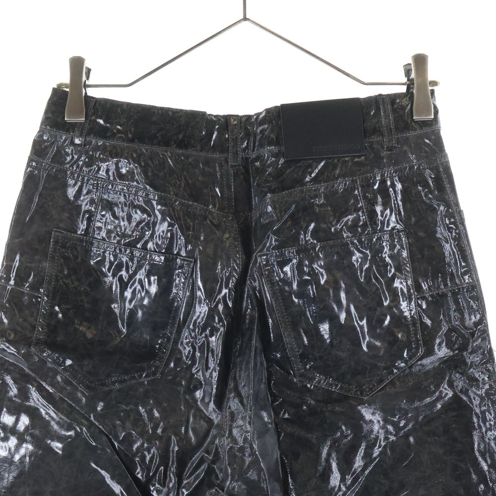 CHRISTIAN DADA(クリスチャンダダ) エナメル ストレートパンツ トラウザー ブラック CDM-19W-0618