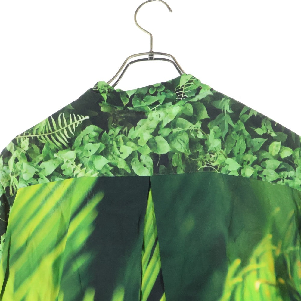 FUMITO GANRYU(フミトガンリュウ) Watteau pleats Hawaiian shirt 総柄デザイン レーヨンハワイアンシャツ 半袖 グリーン FU3-SH-08