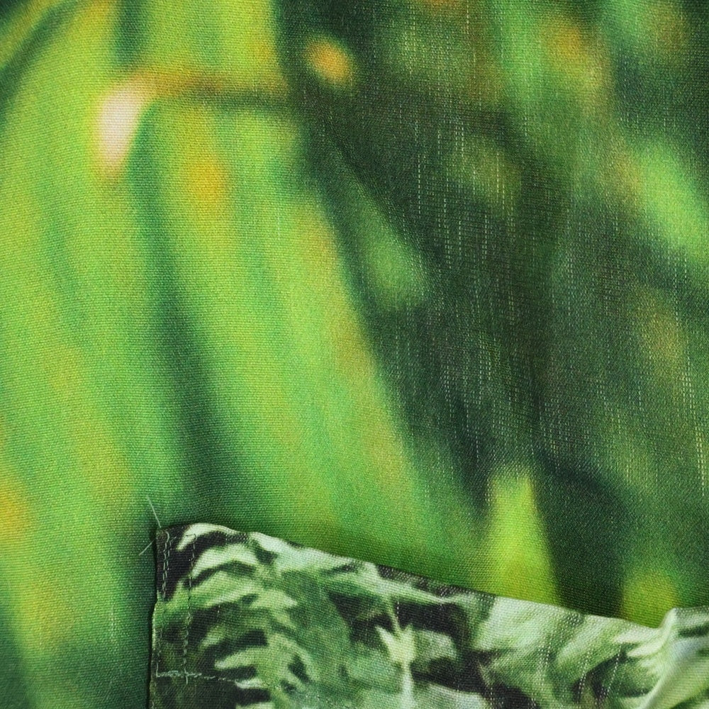 FUMITO GANRYU(フミトガンリュウ) Watteau pleats Hawaiian shirt 総柄デザイン レーヨンハワイアンシャツ 半袖 グリーン FU3-SH-08