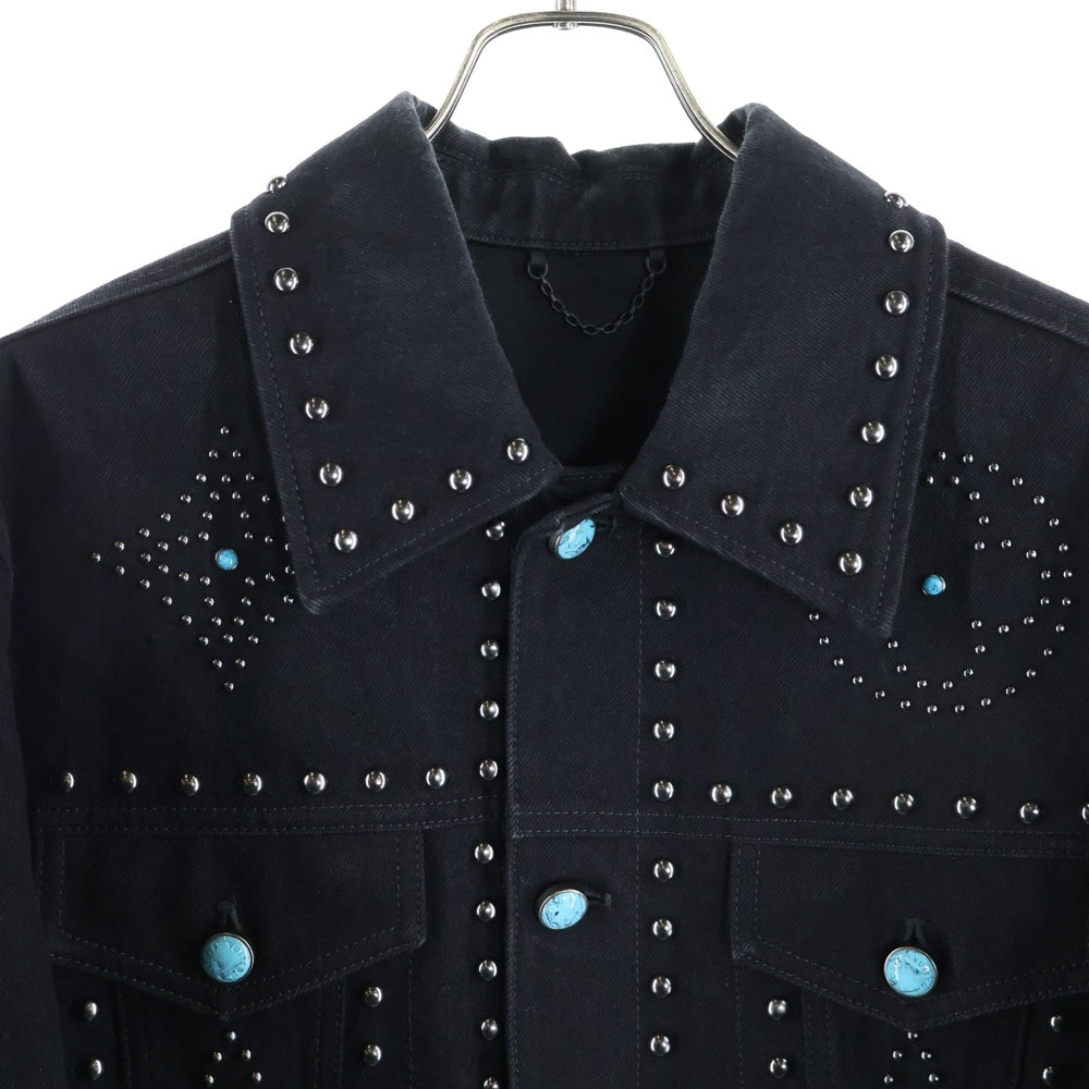 【ブラックフライデー】 LOUIS VUITTON デニムジャケット LOUIS VUITTON(ルイヴィトン) 24AW ターコイズスタッズ装飾 エンブ