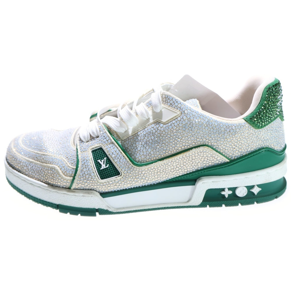 LOUIS VUITTON(ルイヴィトン) Crystal-Covered LV Trainer Grenn Strass LVトレイナー ラインストーン ローカットスニーカー ホワイト/グリーン
