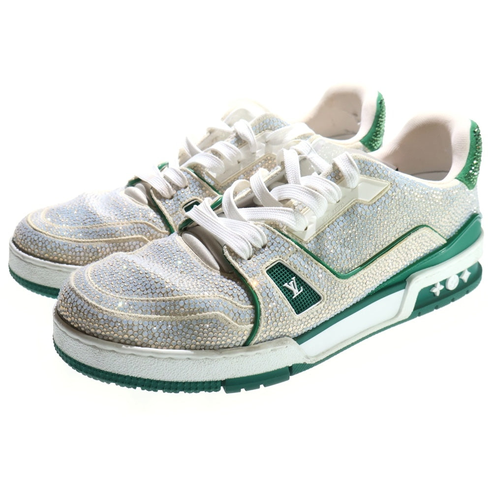 LOUIS VUITTON(ルイヴィトン) Crystal-Covered LV Trainer Grenn Strass LVトレイナー ラインストーン ローカットスニーカー ホワイト/グリーン