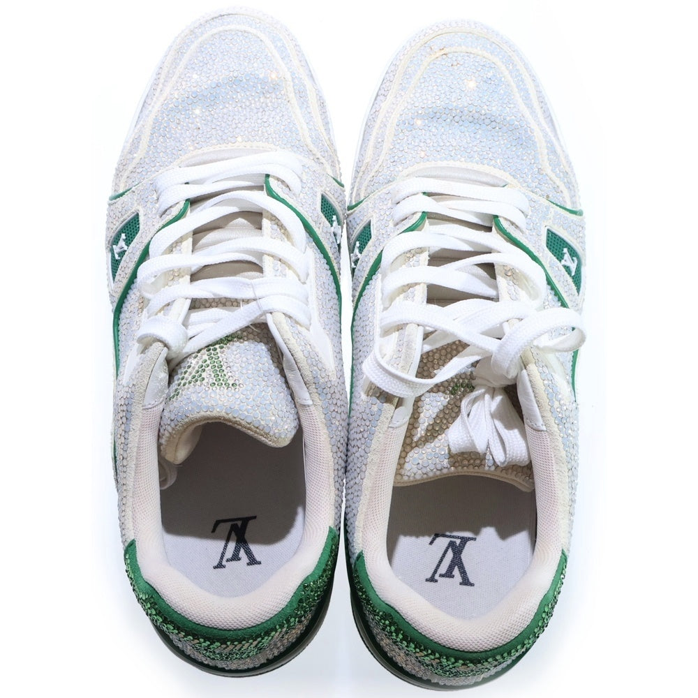 LOUIS VUITTON(ルイヴィトン) Crystal-Covered LV Trainer Grenn Strass LVトレイナー ラインストーン ローカットスニーカー ホワイト/グリーン