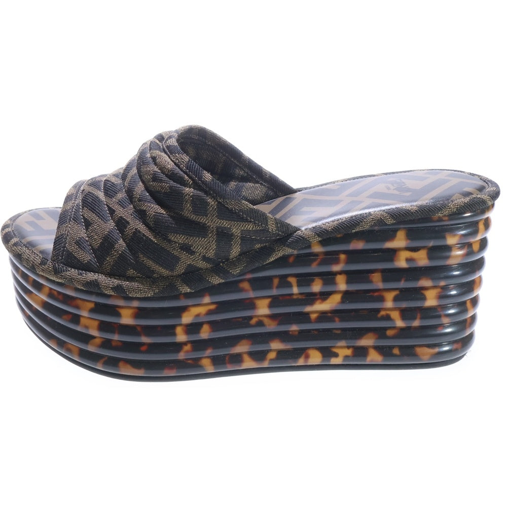 FENDI(フェンディ) ズッカ柄 ラバー コットン 厚底サンダル ブラウン レディース