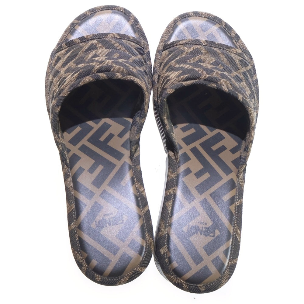 FENDI(フェンディ) ズッカ柄 ラバー コットン 厚底サンダル ブラウン レディース