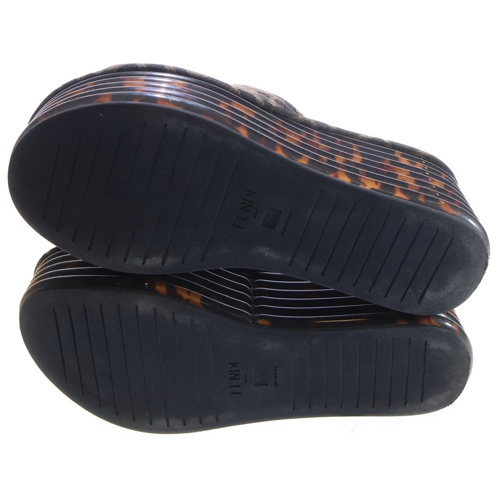 FENDI(フェンディ) ズッカ柄 ラバー コットン 厚底サンダル ブラウン レディース