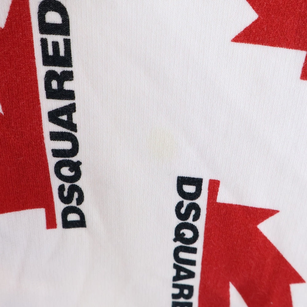 DSQUARED2(ディースクエアード) 総柄ハーフカナダロゴ フーディー プルオーバーパーカー ホワイト/レッド S75GU0279 S25449