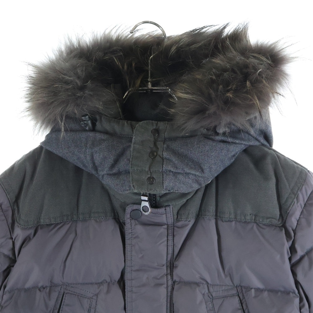 DUVETICA(デュベティカ) ファーフード/エルボパッチ付き ダウンジャケット ブラウン 01907096