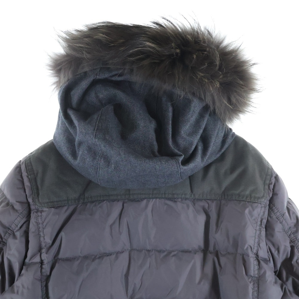 DUVETICA(デュベティカ) ファーフード/エルボパッチ付き ダウンジャケット ブラウン 01907096