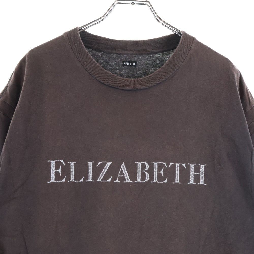 SEQUEL(シークエル) ELIZABETH エリザベス ロゴプリント 半袖Tシャツ カットソー チャコールグレー