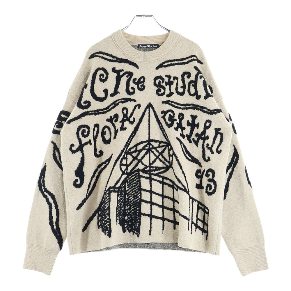 Acne Studios(アクネ ストゥディオズ) 24SS Jacquard Logo Sweater ジャガードロゴセーター クルーネックニット ベージュ