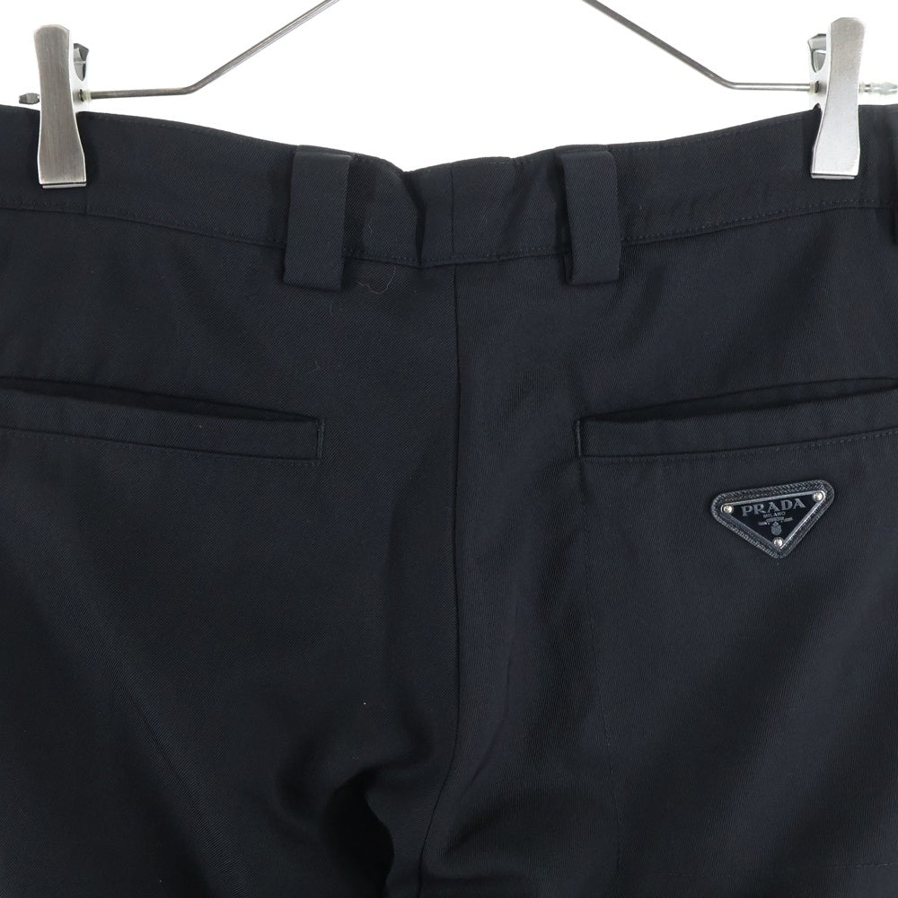 PRADA(プラダ) 23SS トライアングルプレート ワイドスラックス トラウザーウールパンツ ブラック SPH255 S231 11A6