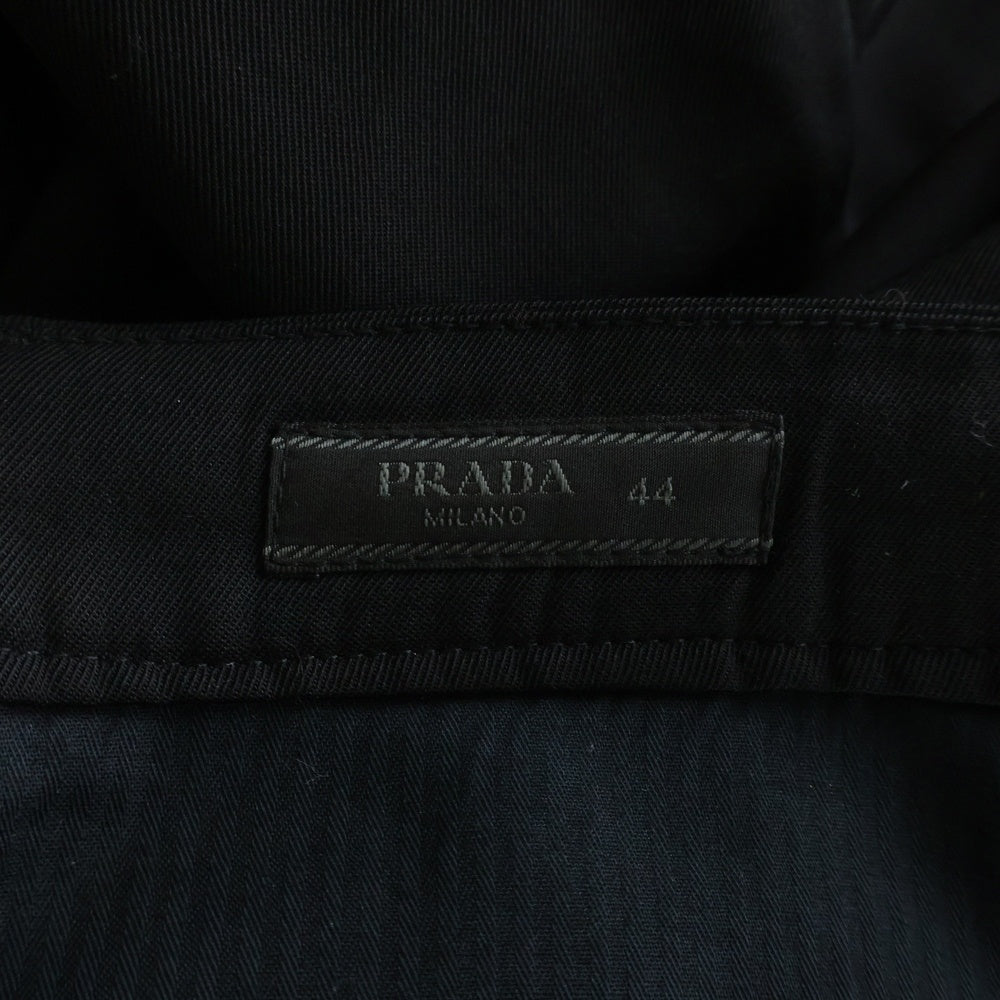 PRADA(プラダ) 23SS トライアングルプレート ワイドスラックス トラウザーウールパンツ ブラック SPH255 S231 11A6