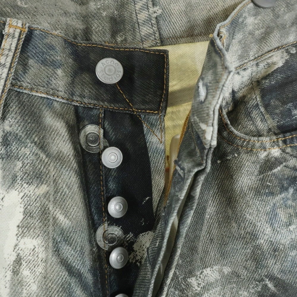 Acne Studios(アクネ ストゥディオズ) 1981 ルーズフィットトラウザーズ 転写プリントデニムパンツ グレー FN-MN-TROU000959