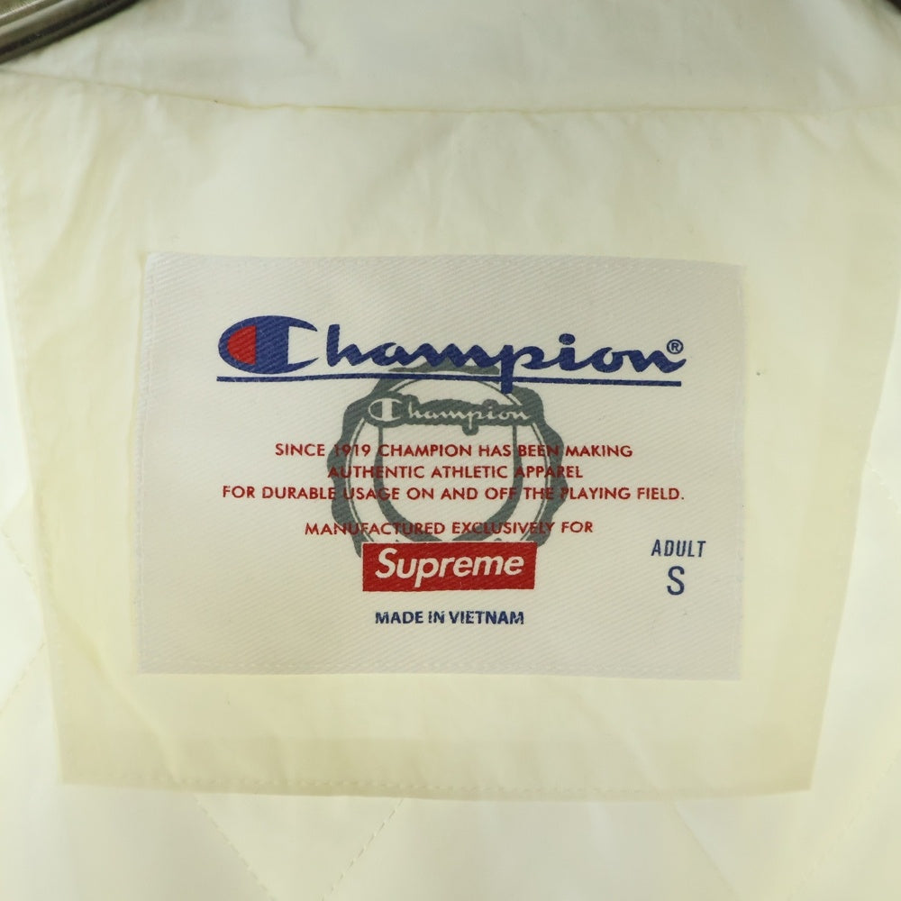 SUPREME(シュプリーム) 15AW ×Champion Puffy Jacket チャンピオン パフィージャケット ロゴ刺繍ナイロンジャケット ホワイト