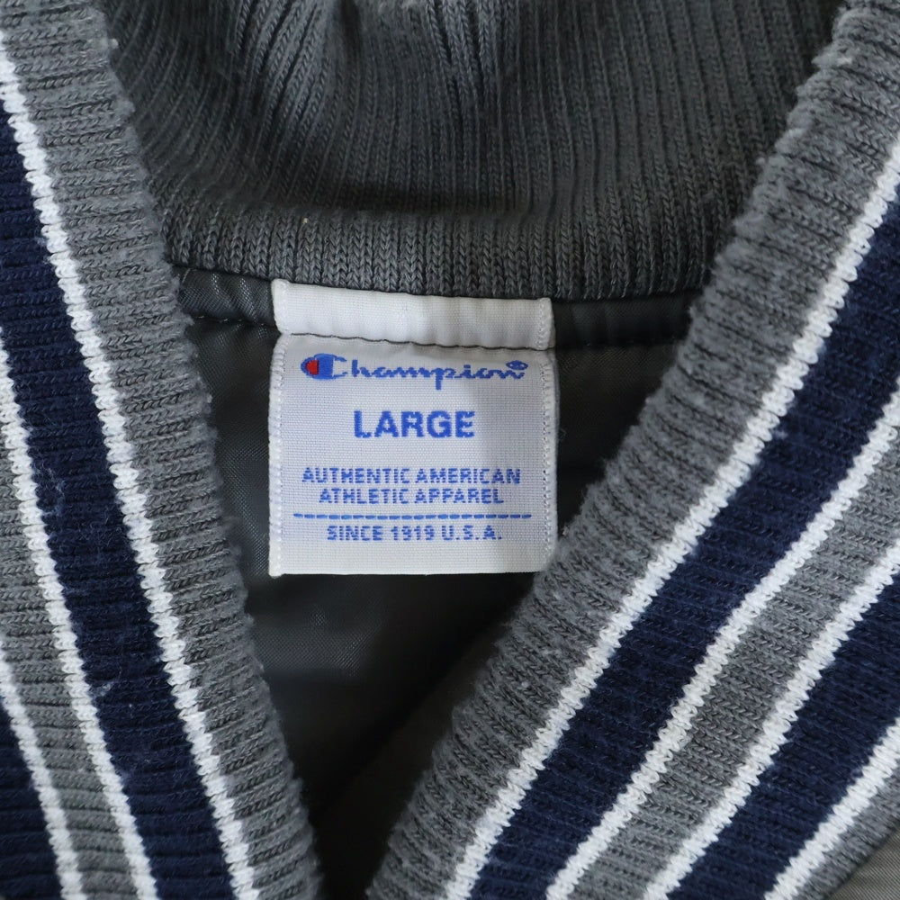 CHAMPION(チャンピオン) ロゴ刺繍 ナイロン スタジアムジャケット ベースボールジャケット グレー C3-L614