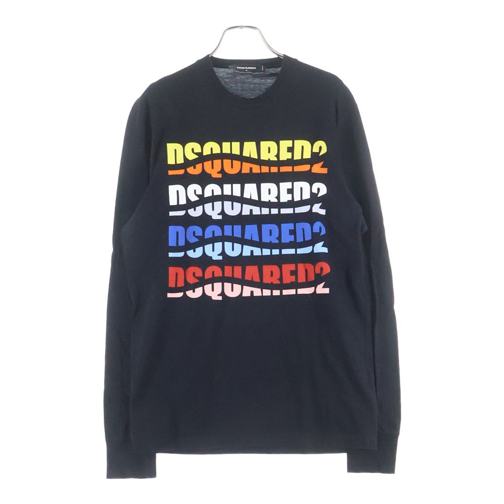 DSQUARED2(ディースクエアード) フロントロゴプリント長袖Tシャツ カットソー ブラック S74GD1142 S23009