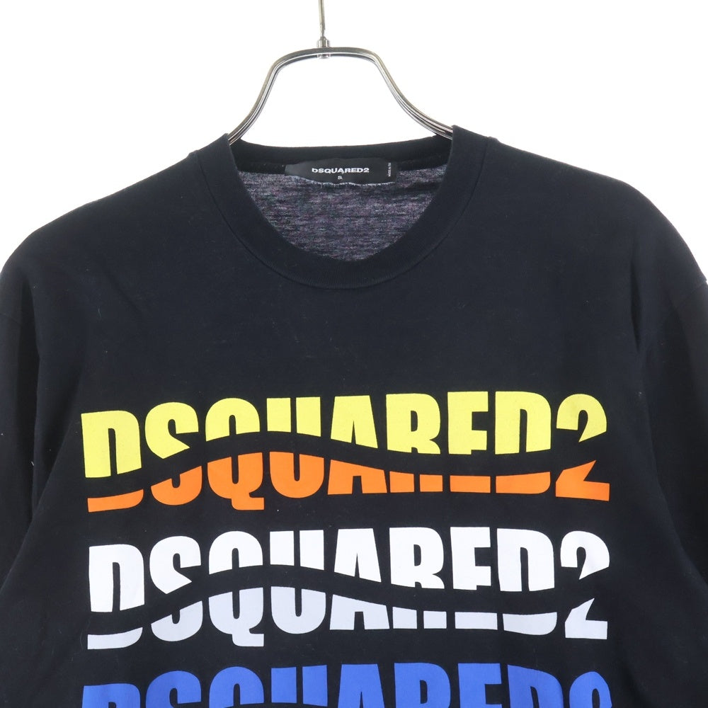 DSQUARED2(ディースクエアード) フロントロゴプリント長袖Tシャツ カットソー ブラック S74GD1142 S23009