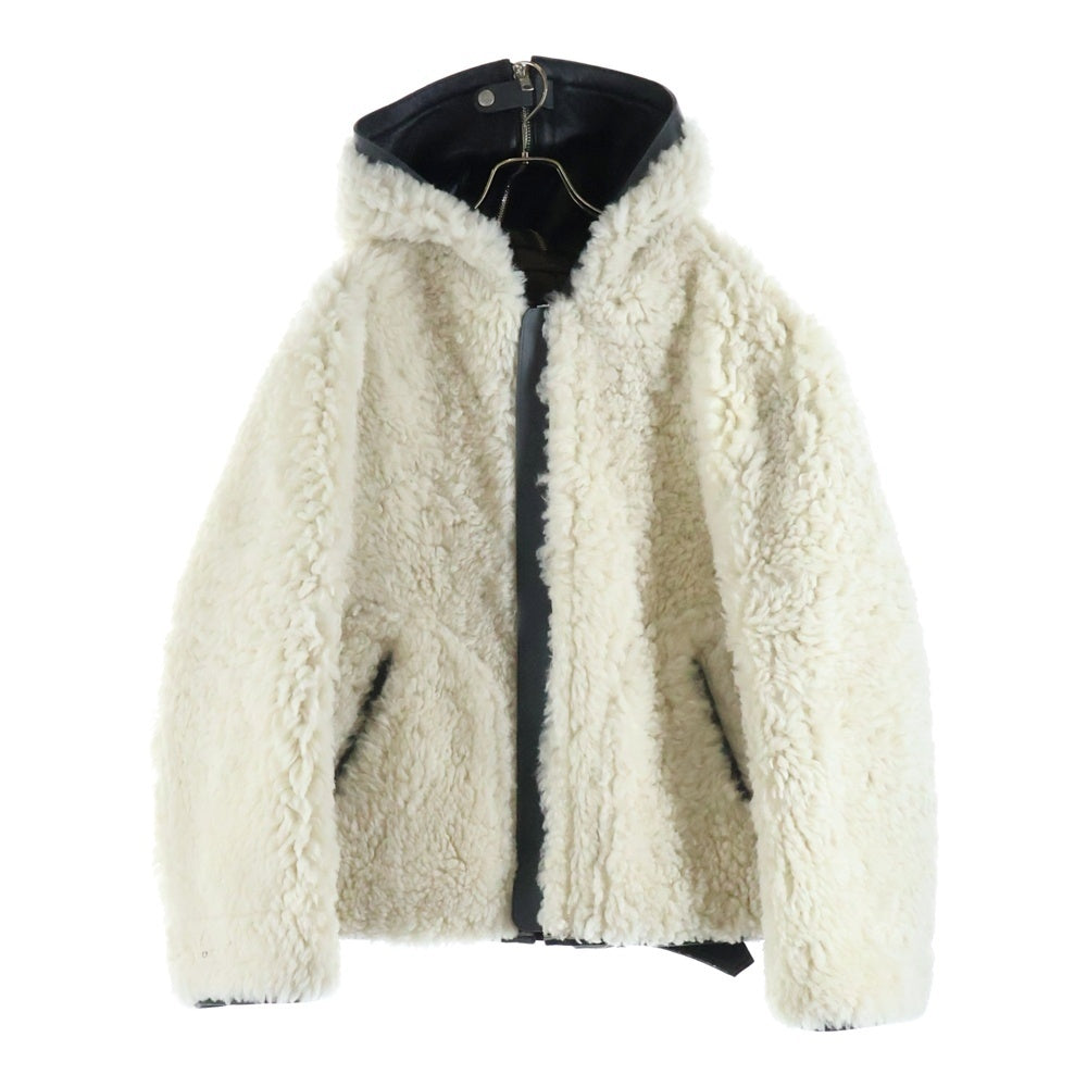 KENZO(ケンゾー) シリアングトリム リバーシブル レザー/ムートンジャケット ブラック/ホワイト FE65LB2030AA