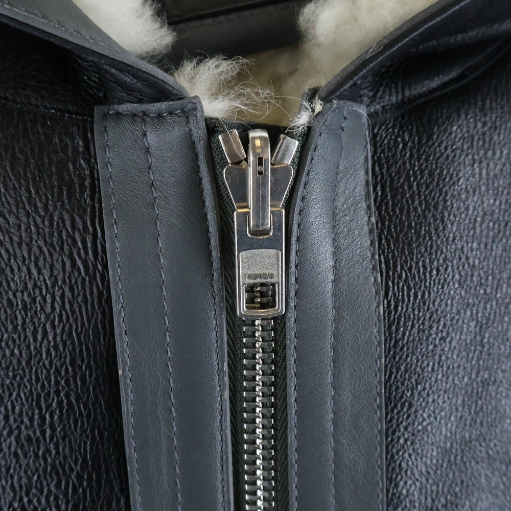 KENZO(ケンゾー) シリアングトリム リバーシブル レザー/ムートンジャケット ブラック/ホワイト FE65LB2030AA