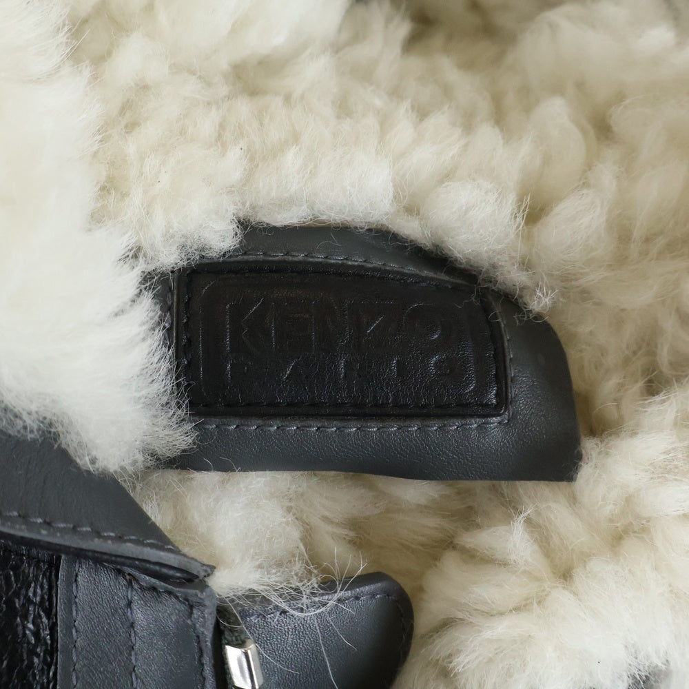 KENZO(ケンゾー) シリアングトリム リバーシブル レザー/ムートンジャケット ブラック/ホワイト FE65LB2030AA