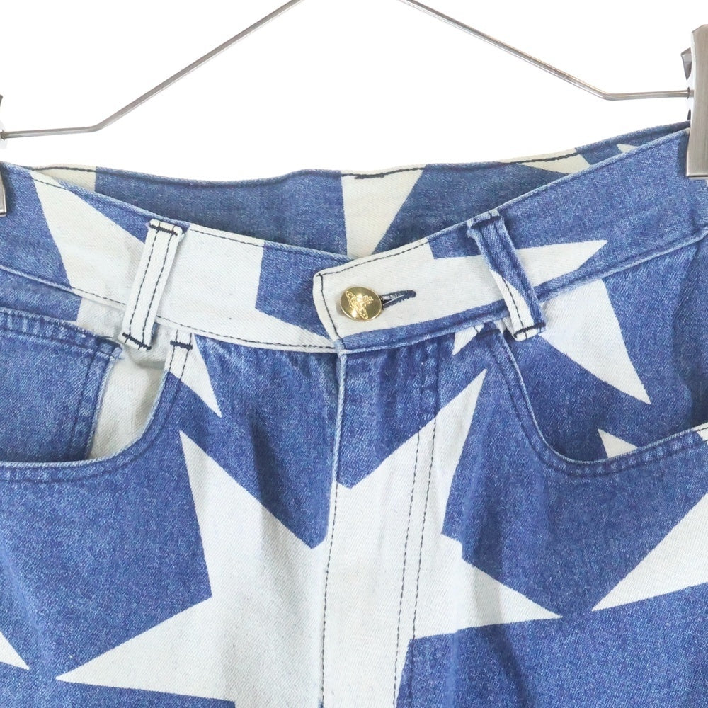Vivienne Westwood(ヴィヴィアンウエストウッド) 80s スターデニムパンツ 茶タグ 総柄 インディゴ