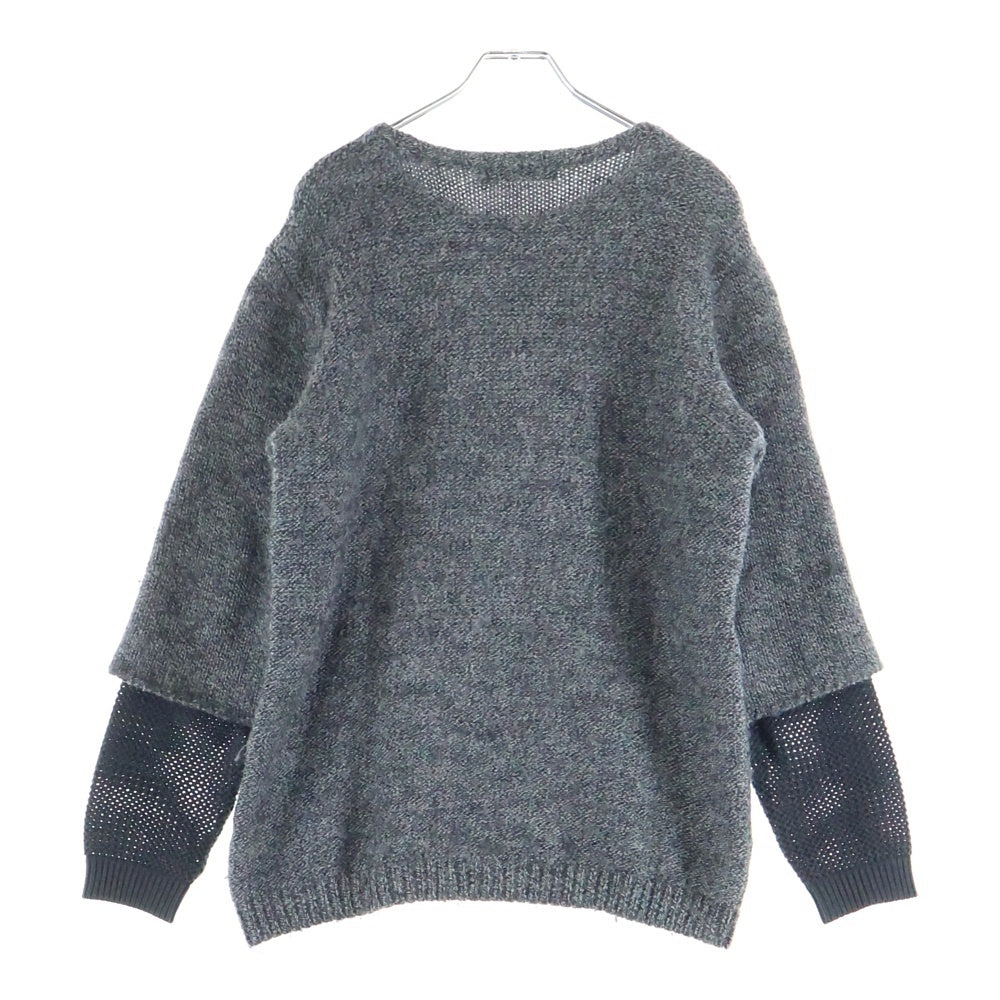 UNDERCOVERISM(アンダーカバイズム) 袖サーマル切替 ウール クルーネックニット グレー/ブラック