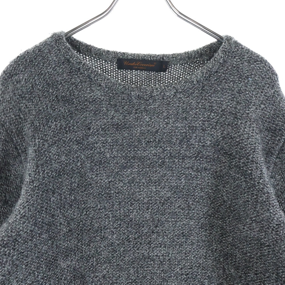 UNDERCOVERISM(アンダーカバイズム) 袖サーマル切替 ウール クルーネックニット グレー/ブラック