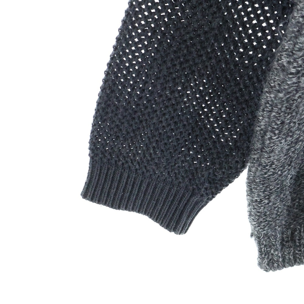 UNDERCOVERISM(アンダーカバイズム) 袖サーマル切替 ウール クルーネックニット グレー/ブラック