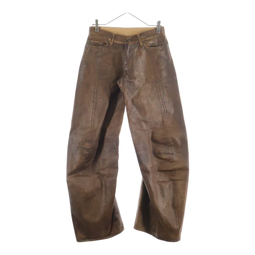 Acne Studios(アクネ ストゥディオズ) Loose Fit Jeans 2006f In Cognac ワックス加工 ルーズフィット バギー パンツ レディース ブラウン FN-WN-TROU001346