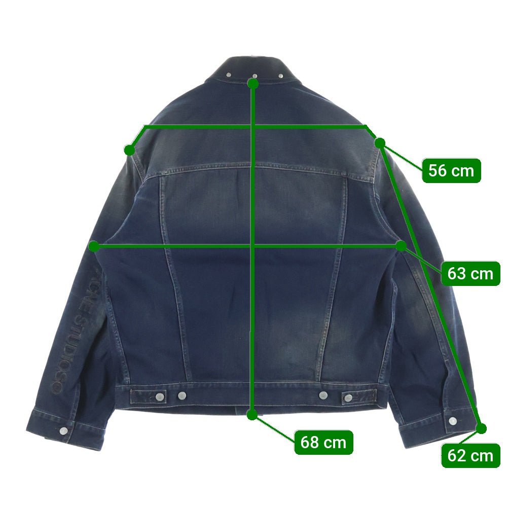 Acne Studios(アクネ ストゥディオズ) レザー切り替え オーバーサイズ デニムジャケット インディゴ FN-UK-OUTW000058