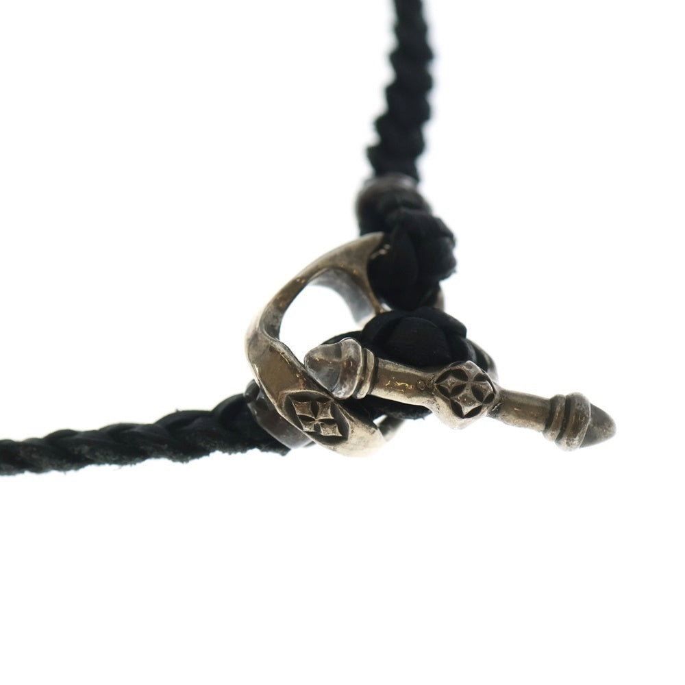 Bill Wall Leather/BWL(ビルウォールレザー) LG FISH HOOK WITH C CROSS LEATHER BREAIDED ラージフィッシュフック/レザーブレードセット ネックレス シルバー/ブラック